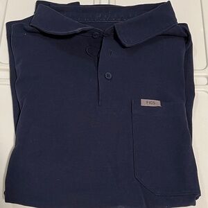 Men's Figs Pro - Navy Technical Pique - Slim Shortsleeve ScrubPolo™ (Large)